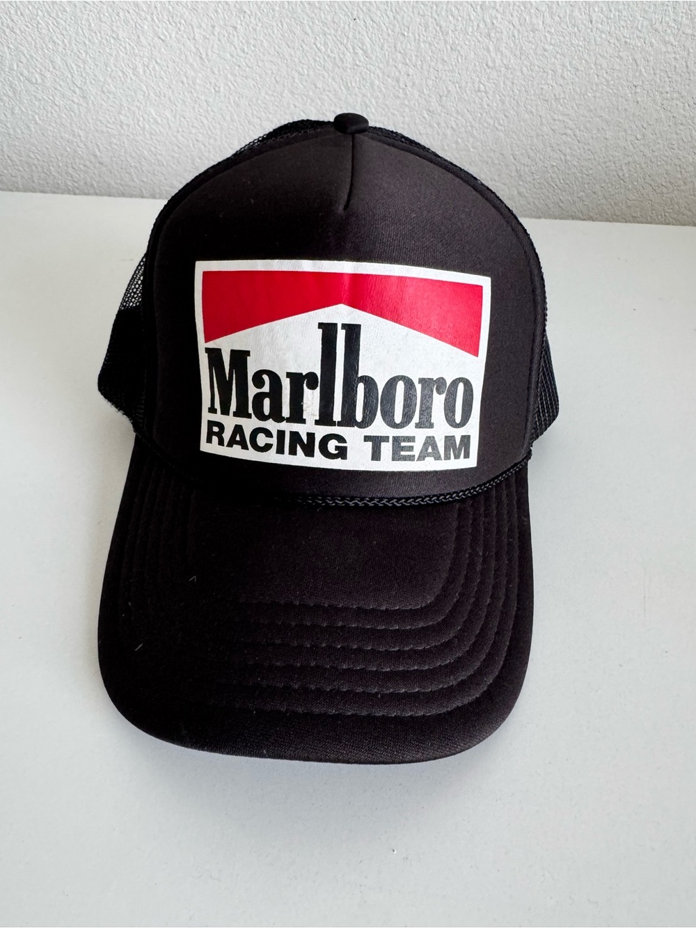 Marlboro Black Trucker Hat with Red Logo
